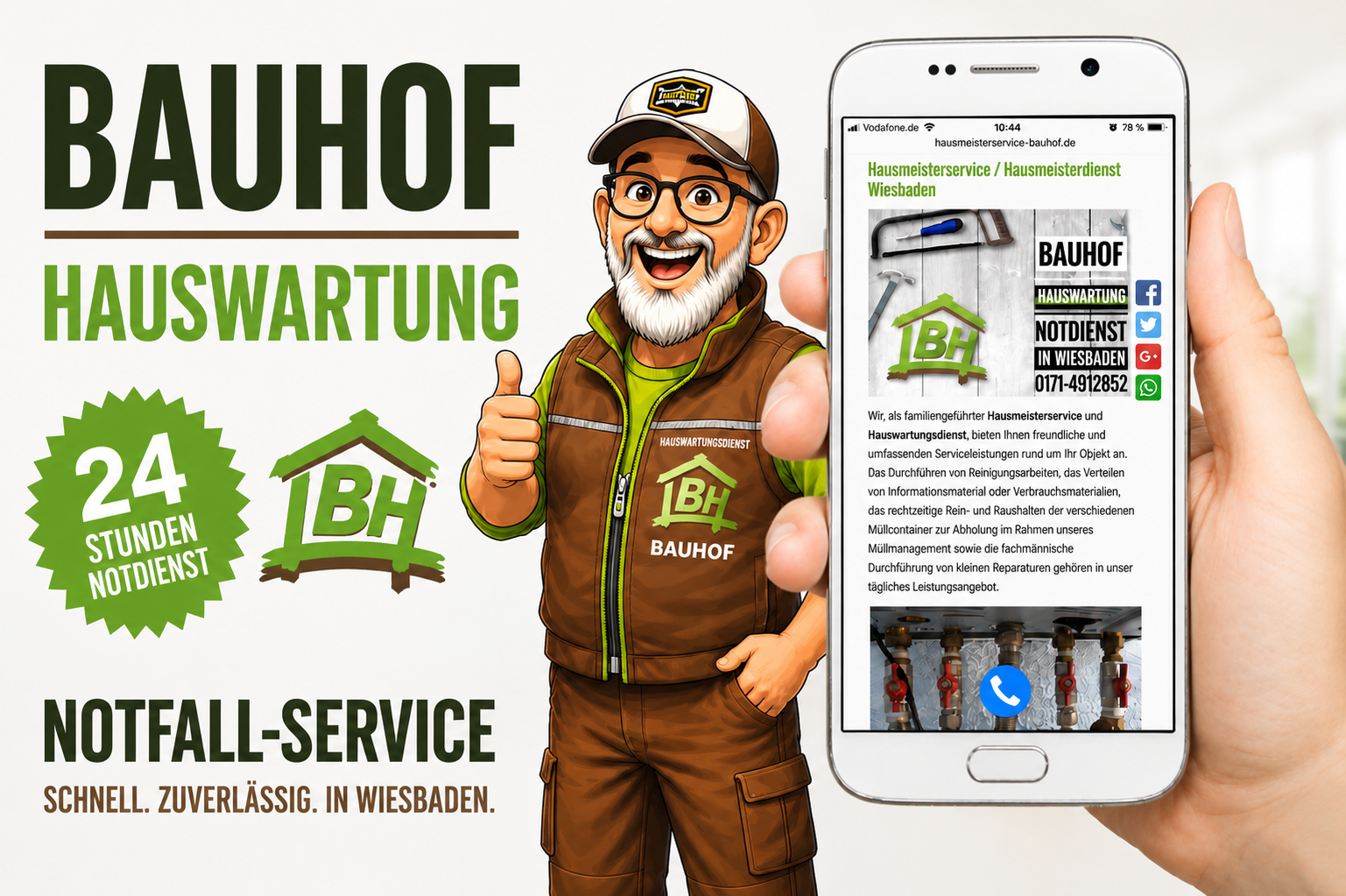 BAUHOF Hauswartung 24 Stunden Notdienst in Wiesbaden