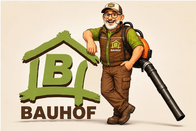 Hausmeister Andy vom Hausmeisterservice BAUHOF mit Laubbläser