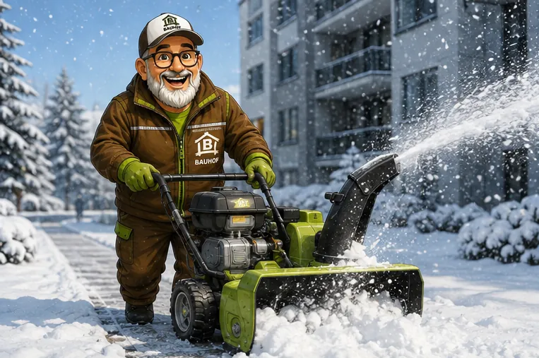 Hausmeister Andy beim Winterdienst in Wiesbaden