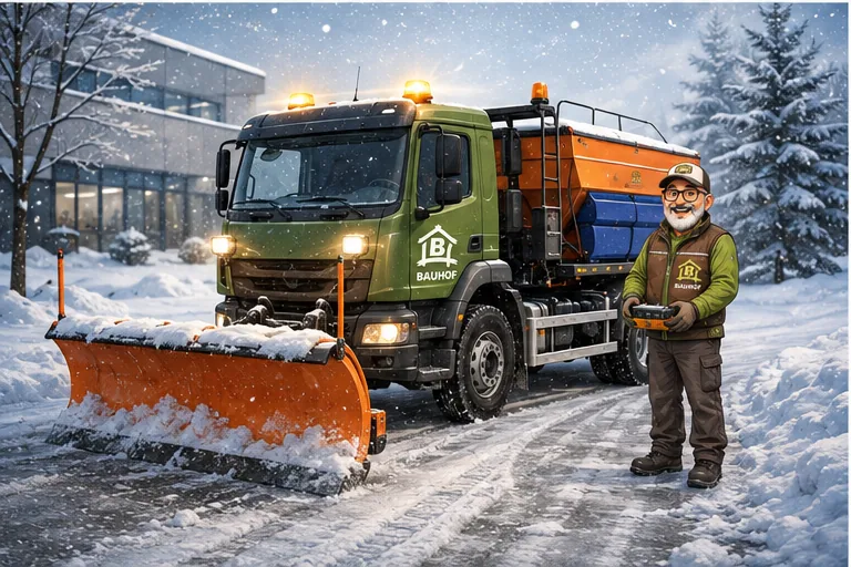 Streufahrzeug beim Winterdienst vom Hausmeisterservice BAUHOF in Wiesbaden